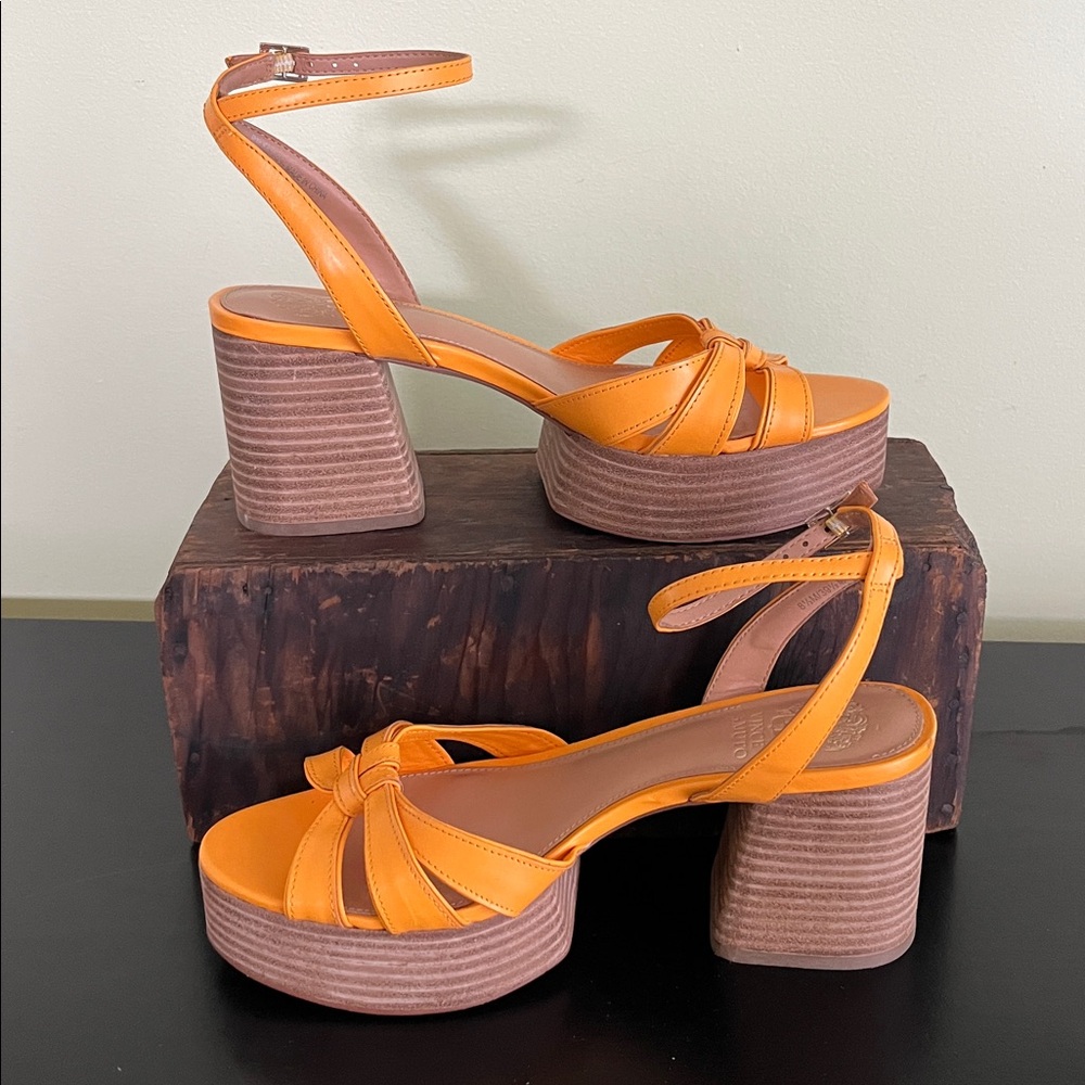 Vince Camuto "Freesie" platform sandals in a mango sorbet